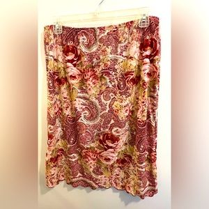 Pink paisley floral print skirt